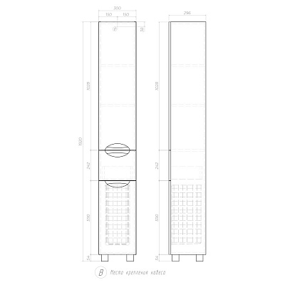 Пенал для ванны VIGO CALLAO 2-300 с бельевой корзиной