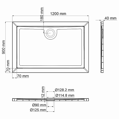 Душевой поддон 120х90 WasserKRAFT Salm 27T07 белый, прямоугольный