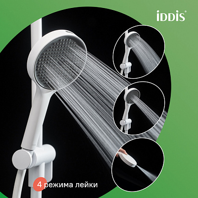 Душевая система с тропическим душем и изливом Aiger IDDIS AIGWT3Fi06, белый матовый