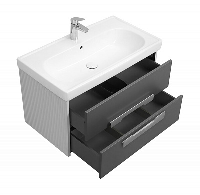 Тумба с раковиной AQUATON Ар-Деко 65 2 ящика, серый кобальт 1A291401DD8D0