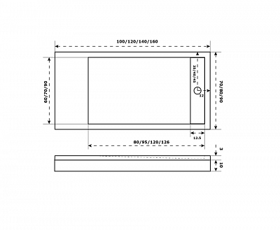 Поддон литьевой 160х80 Stella чёрный, прямоугольный GoodDoor, ЛП00164