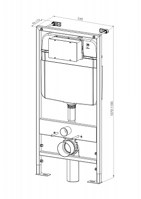 Комплект унитаза с инсталляцией D&K DS1392502 (клавиша чёрный)