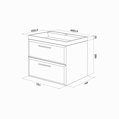 Тумба подвесная с умывальником 60 см 4516000i28 IDDIS Слайд Икс (Slide X) SLX60W0i95K белый