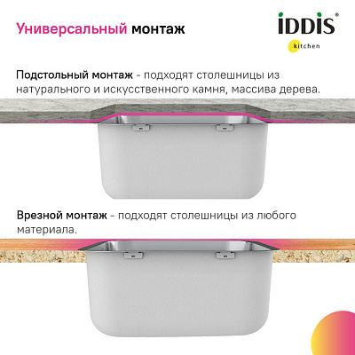 Мойка универсального монтажа Mate сатин 533*433*200 IDDIS MAT53S0i77