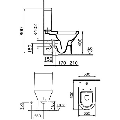 Унитаз пристенный Vitra S50 9798В003-7201