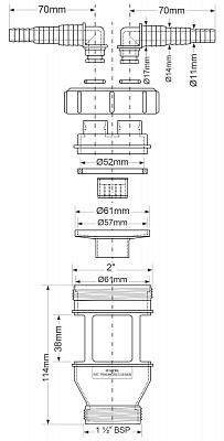 Приемная воронка с двумя горизонтальными входами McAlpine FUNNEL-D-2H