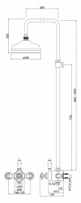 Душевая стойка с термостатическим смесителем, верхним и ручным душем CEZARES VINTAGE-CD-T-Sw VINTAGE-CD-T-03/24-Sw