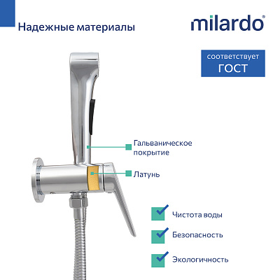 Встраиваемый смеситель с гигиеническим душем Milardo Leap LEASB00M08 хром