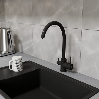 Смеситель для кухонной мойки с фильтром RUSH SUS9035-37Black черный