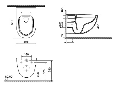 Комплект инсталляции с унитазом VitrA S40 Lbox толстая крышка 9005B003-7211