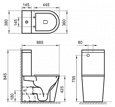 Бачок унитаза Belbagno SFERA-R BB2141T