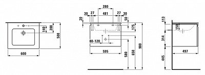 Тумба с раковиной Laufen PRO S 60x45 см белый матовый