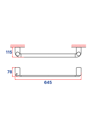 Держатель полотенец 60 см VRI Baciano HG800313