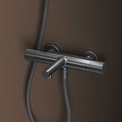 Смеситель для ванны с термостатом без аксессуаров ,графит матовый, Duna, IDDIS, DUNGM02i74WA