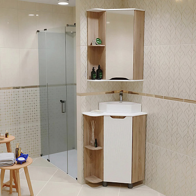 Раковина накладная угловая Sanita Luxe "Line" LIN35SLWB01