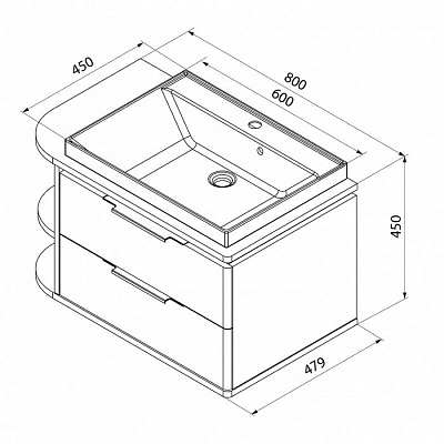 Тумба с раковиной Iddis Calipso 80 CAL80W0i95К белая/под дерево