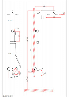 Душевая система DK Bayern Liszt DA1513707A04 матовое золото