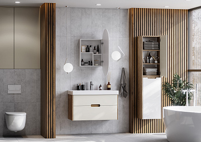 Тумба под раковину Aquaton Оливия 90 бежевый, дуб велл 1A254401OLVG0