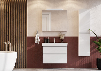 Тумба с раковиной Roca Oleta 80 белый глянец, 2 ящика, A857640806