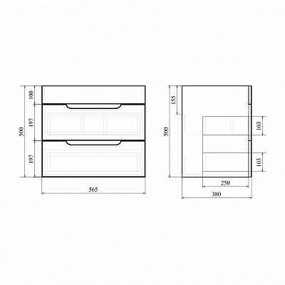 Тумба подвесная MIRSANT Soho Quadro 60 MIRSANT УТ000043907 (раковина Fest-60)