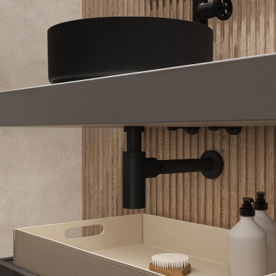 Бутылочный сифон для умывальника IDDIS Optima Home черный матовый OPTBL00i84