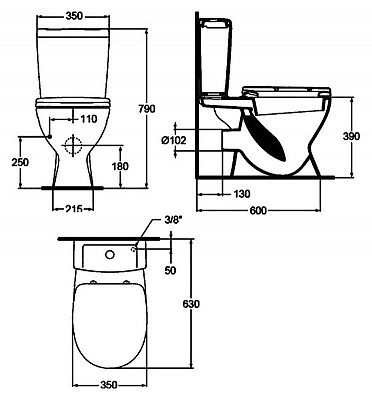 Ideal Standard Eurovit+ унитаз-компакт гор. вып.+сиденье с м/л V337101