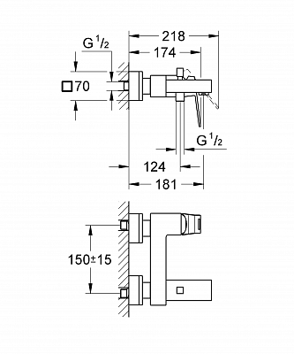Смеситель для ванны GROHE Eurocube 23140AL0