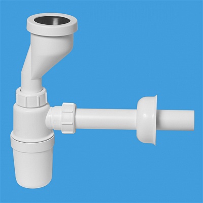 Сифон  бутылочный для писсуаров с воронкой 44-53мм со смещением,отводной трубой McAlpine HC2PO