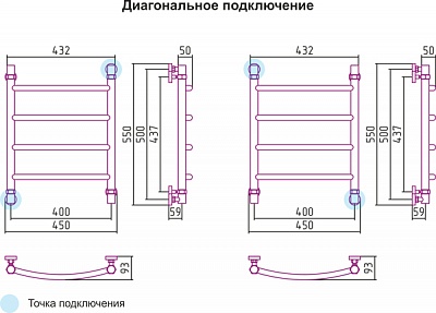 Полотенцесушитель водяной Сунержа Галант 500х400 Белый (RAL-9003)