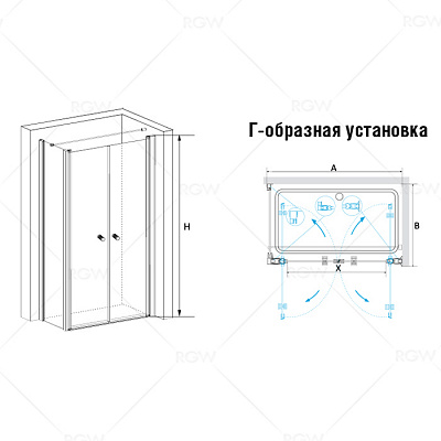 Душевой уголок RGW PA-37 (PA-04 + Z-12 + A-11)