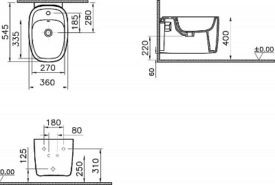 Биде подвесное VitrA Plural 7831B401-0288 матовое белое