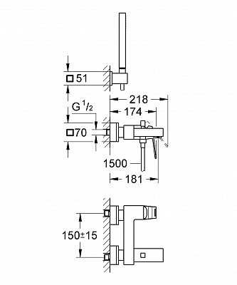 Смеситель для ванны к.н. GROHE EUROCUBE 23141000