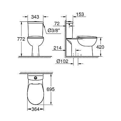 Унитаз-компакт Grohe Bau Ceramic 39496000