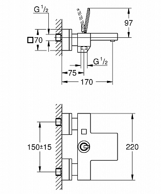 Смеситель для ванной GROHE EUROCUBE JOY 23666000