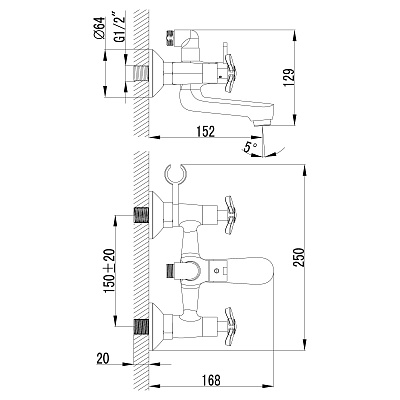 Смеситель для ванны Lemark Partner LM6542C