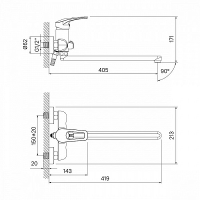 Смеситель для ванны Iddis Basis BASSBL2i10