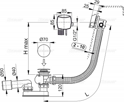 Сифон для ванны AlcaPlast A564CRM1