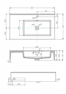 Раковина AQUATON Квадро Про 80 правая 1A734331QA01R