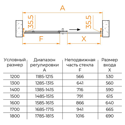Душевая дверь 180х195 RGW PA-017 профиль хром, прозрачное стекло 6 мм (Easy) 350801718-11