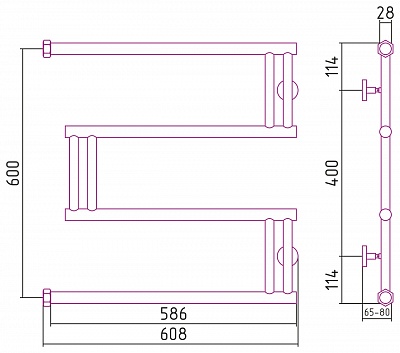 Полотенцесушитель водяной Сунержа High-Tech model "M+" 600х600