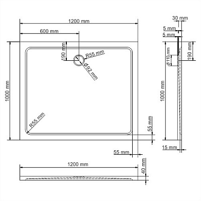 Душевой поддон WasserKraft Berkel 48T10
