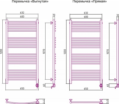 Полотенцесушитель электрический Сунержа Богема 1200х600 ТЭН правый (Черный Хром, ТЭН Хром)