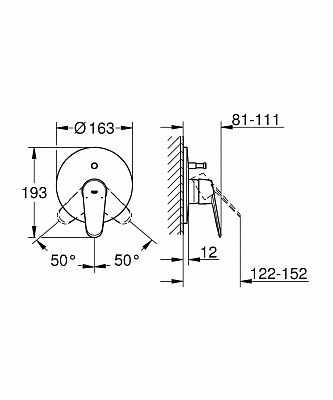 GROHE панель д/ванны+душа EURODISC COSMO 19548002 (без мех.) для 35 501