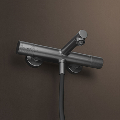 Смеситель для ванны с термостатом без аксессуаров ,графит матовый, Duna, IDDIS, DUNGM02i74WA