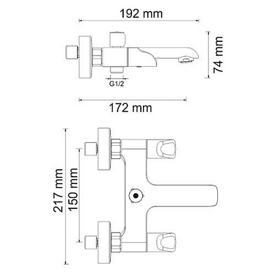 Смеситель для ванны с коротким изливом WasserKRAFT Lossa 1201