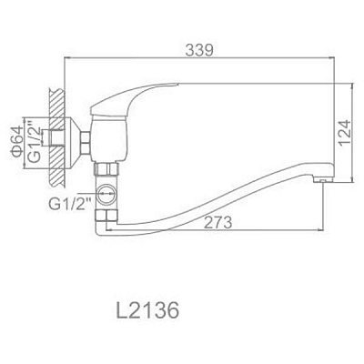 Смеситель для ванны Ledeme L2136