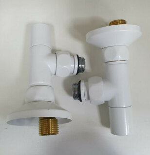 Комплект для полотенцесушителя вентиль г/ш (2шт), эксцентрик (2шт), отражатель (2шт) Порошковый (RAL 9003) белый