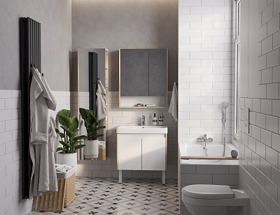 Тумба с раковиной AQUATON Сканди Doors 70 белый глянец/дуб верона 1A278901SDB20