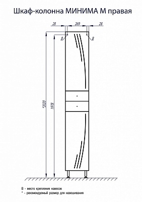 Шкаф-колонна Акватон "МИНИМА-М" правая 1A132203MN01R