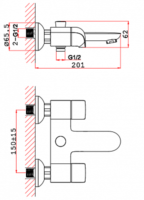 Смеситель для ванной VRI Lido HG900832